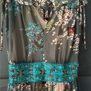 Floral Maxi Dress with Teal Accents